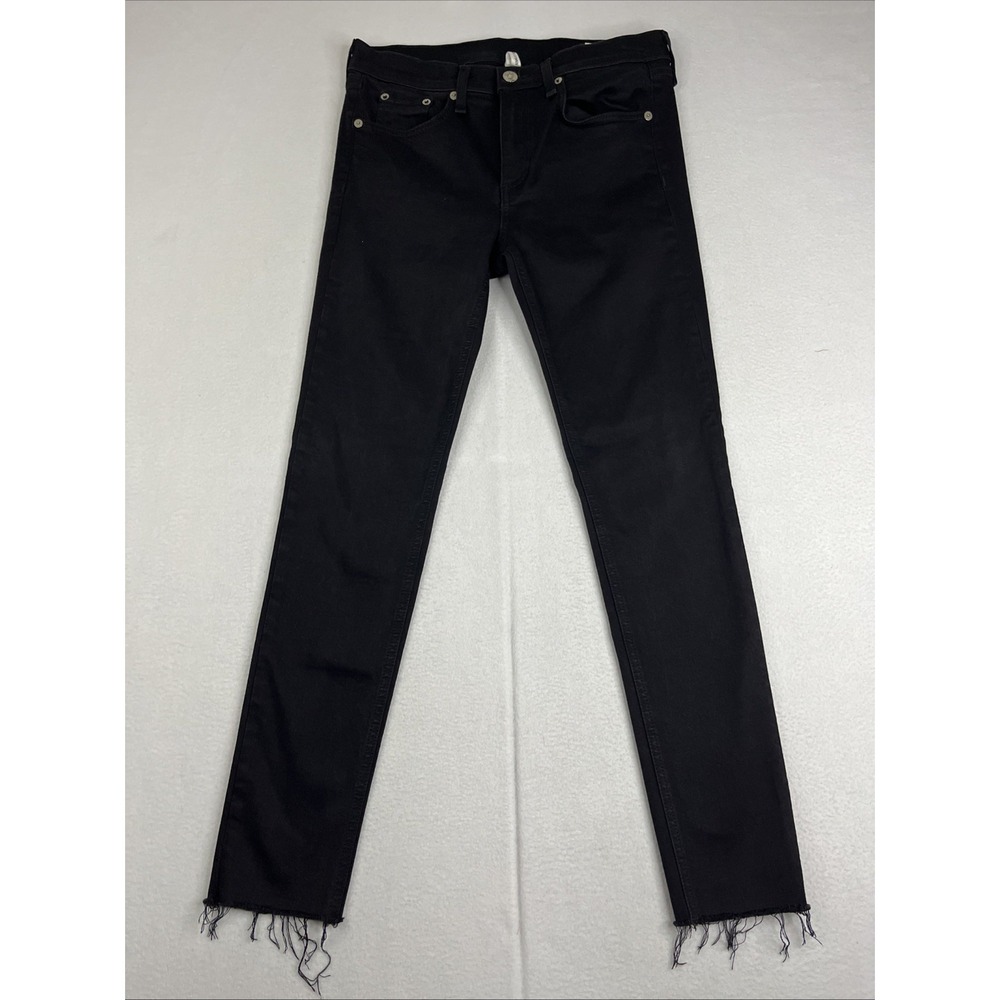 Rag and Bone Jeans Womens 29 Black Ankle Skinny Stretch Denim Frayed Hems